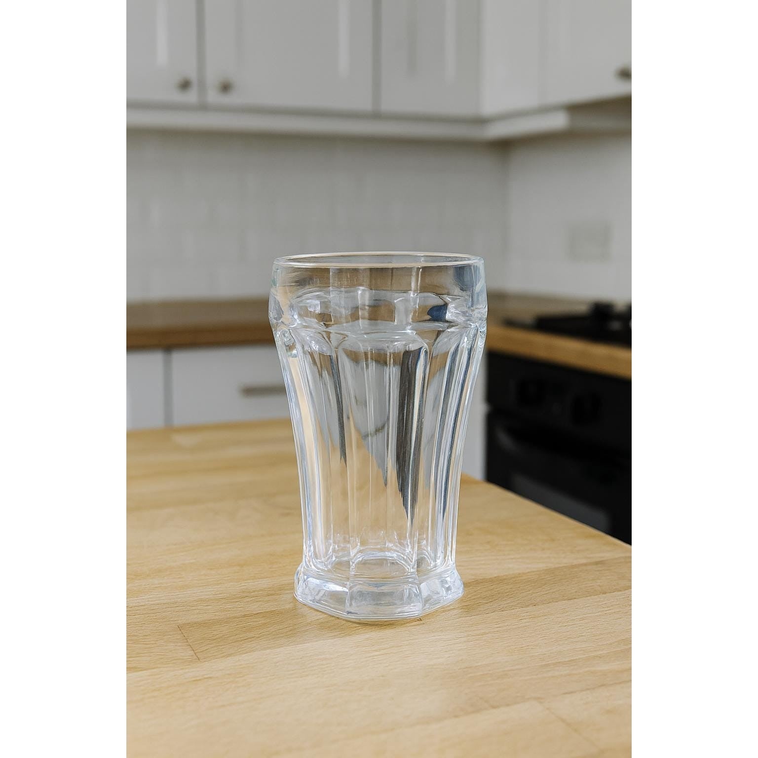 Vintage Crisa Paneled Clear Glass Tumblers | 5 Inch Tall Drinking Glasses