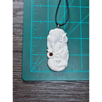 Vintage Carved Pendant Necklace Owl Elephant Red Accent