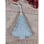 Felt Christmas Tree Ornaments Gray White Sparkle Set of 3