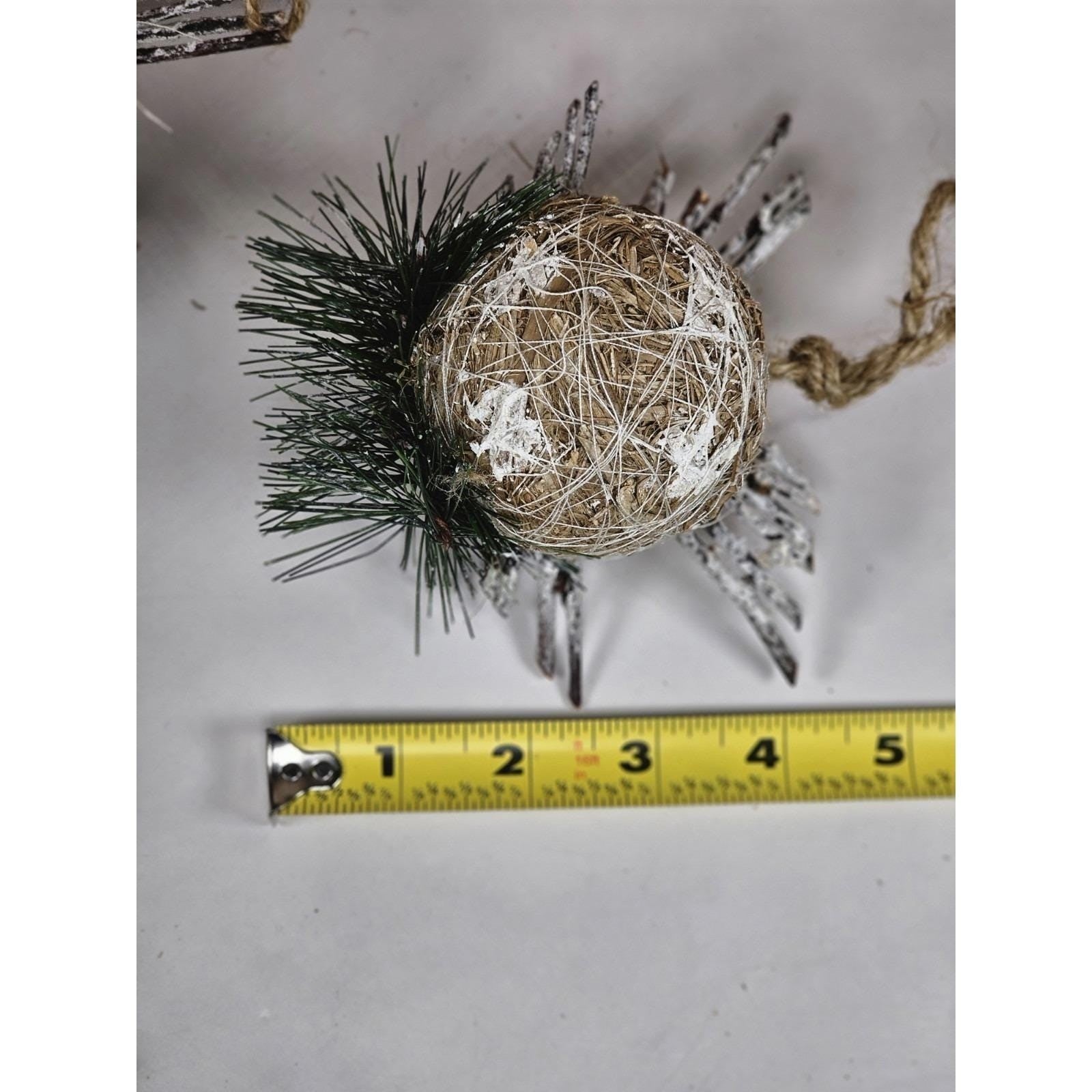 Vintage Sisal Owl Christmas Ornaments Set of 3 Rustic Woodland Holiday Decor