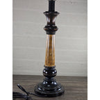 Vintage Wood Table Lamp 30" Tall Black Gold Distressed Base