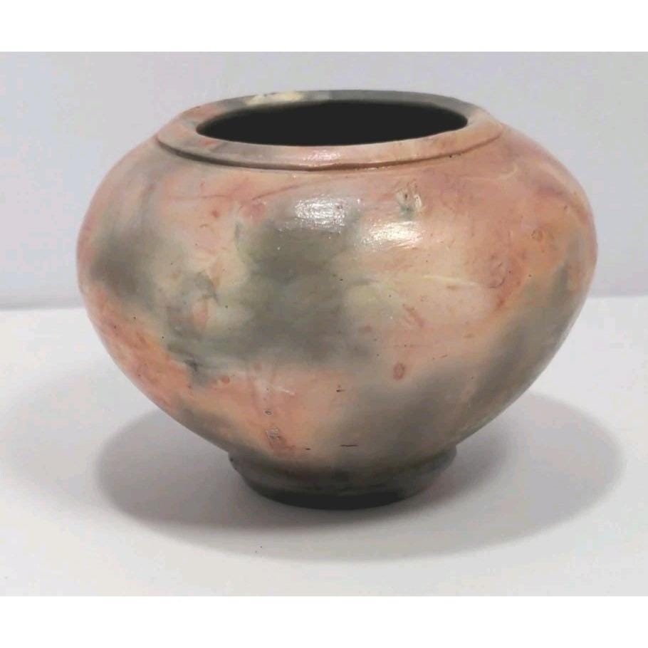 Vintage Studio Pottery Vase Artist Signed Pink Gray Glaze Vase