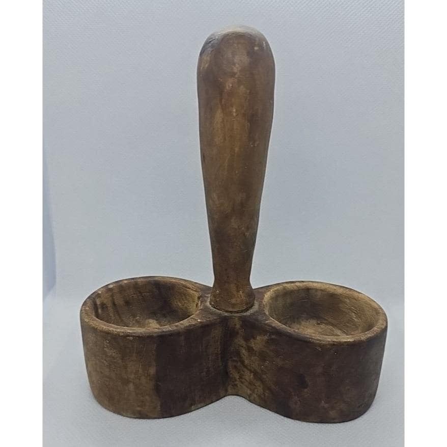 Vintage Wooden Salt & Pepper Holder Rustic Farmhouse Kitchen Stand