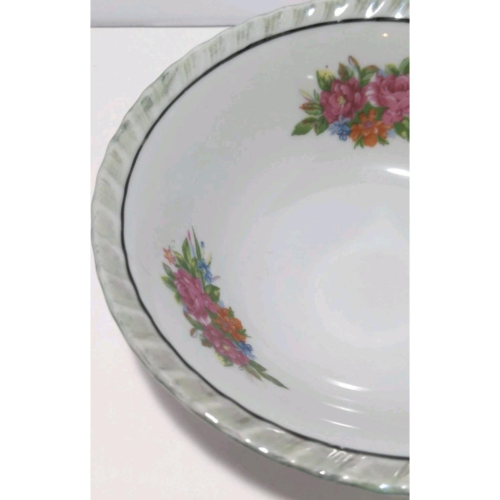 Vintage Yamatsu Japan Floral Porcelain Bowl Scalloped