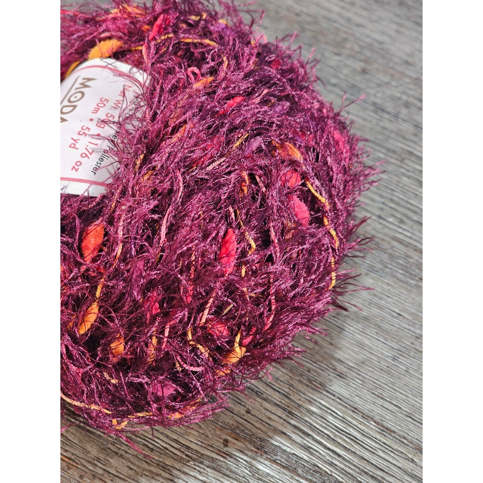 Vintage Moda Fil Eyelash Yarn Claret Red 50g Novelty Craft Yarn