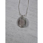 Vintage Angel Cameo Pendant Necklace Blue White Beaded Frame