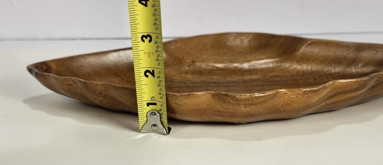 Monkey Pod Wood 13.5" Bowl seashell scalloped Serving Trinket Nut Dish Orobilt