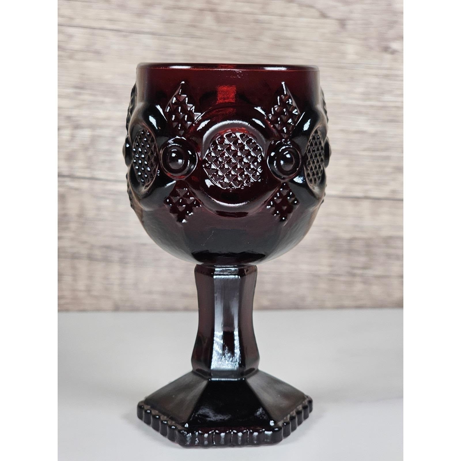 Vintage Avon Cape Cod Ruby Red Wine Goblet Victorian Pressed Glass