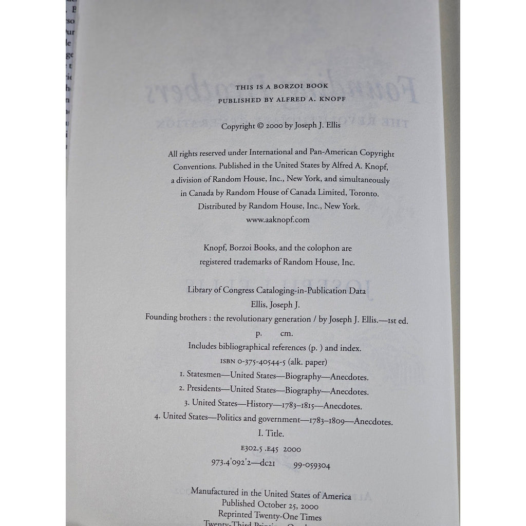 Founding Brothers Revolutionary Generation HC 2000 Ellis