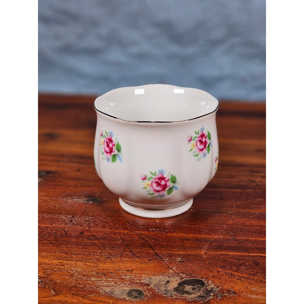 Vintage FTD Japan Porcelain Tea Cup Pink Rose Floral Gold Rim
