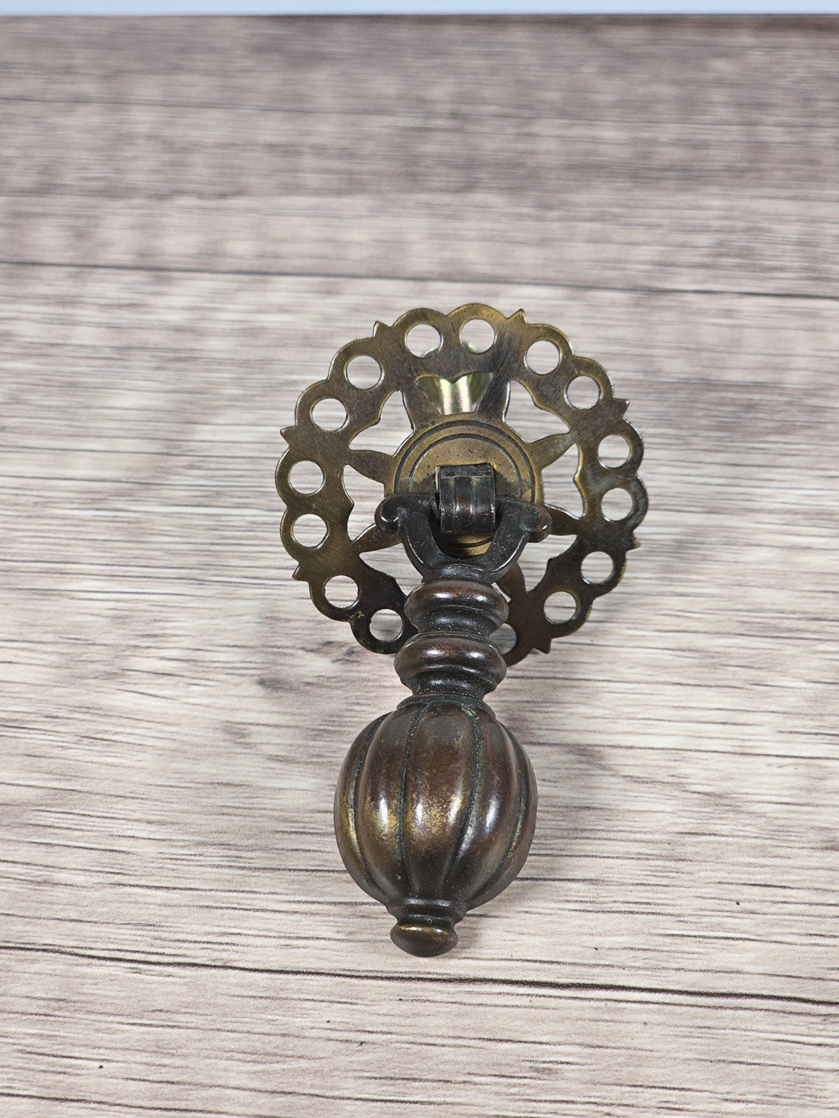 Set Of 3 60s Vintage Brass/Bronze Ornate Furniture Knobs