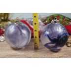 Vintage Blown Glass Christmas Ornaments Purple Blue Iridescent Set of 2