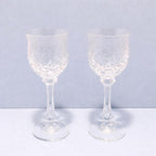 Crystal Cut Cordial Glasses Set of 2 Stemmed 5 Inch