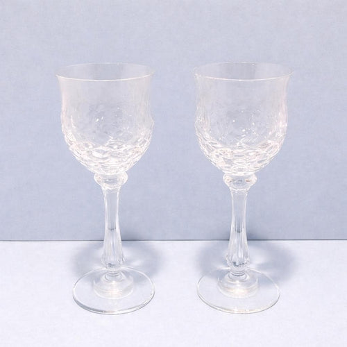 Crystal Cut Cordial Glasses Set of 2 Stemmed 5 Inch