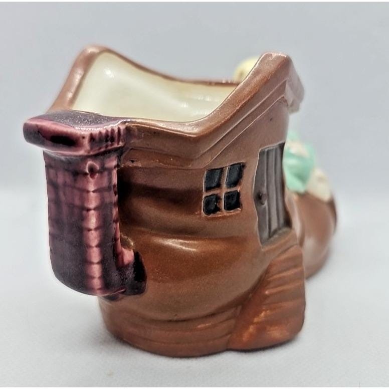 Vintage Porcelain Shoe House Planter Japan Kay B Child Figurine