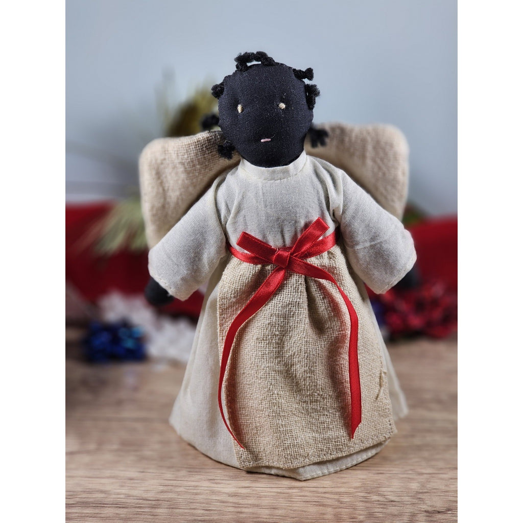 Vintage 1980s Angel Figurines Set of 2 Fabric Face Angels 7.5"