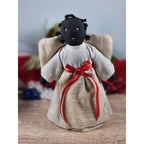 Vintage 1980s Angel Figurines Set of 2 Fabric Face Angels 7.5"