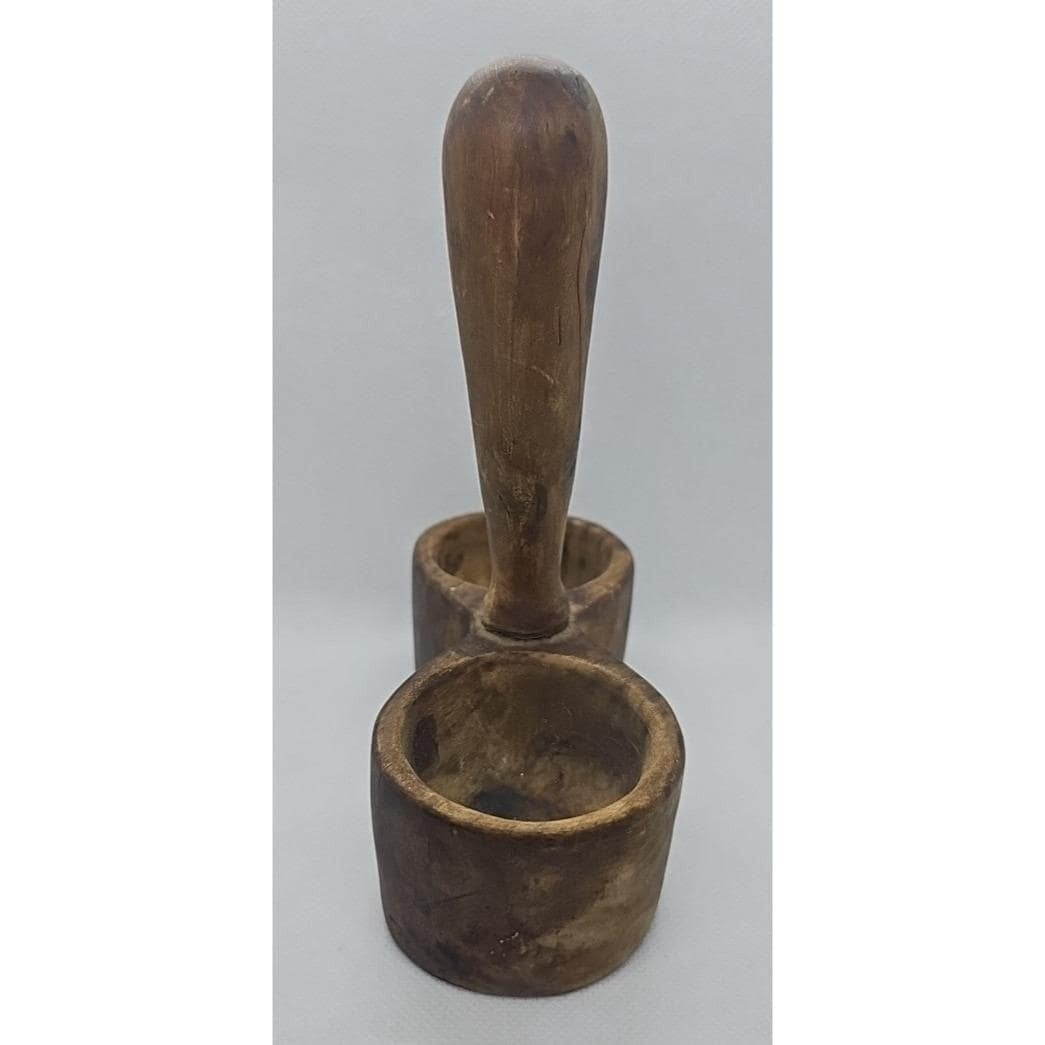 Vintage Wooden Salt & Pepper Holder Rustic Farmhouse Kitchen Stand