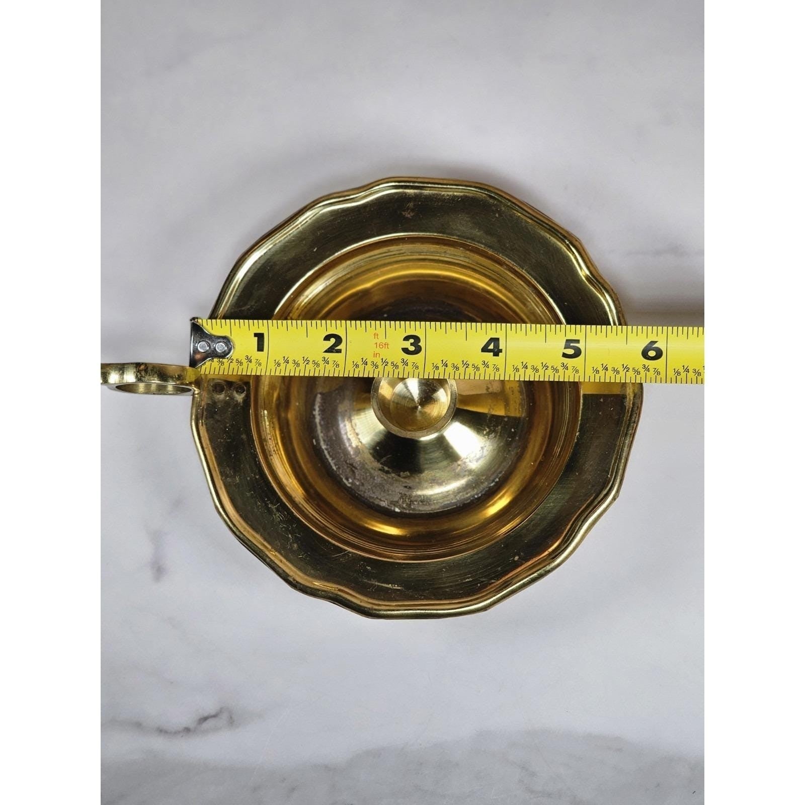 Vintage Brass Chamberstick Candle Holder with Handle