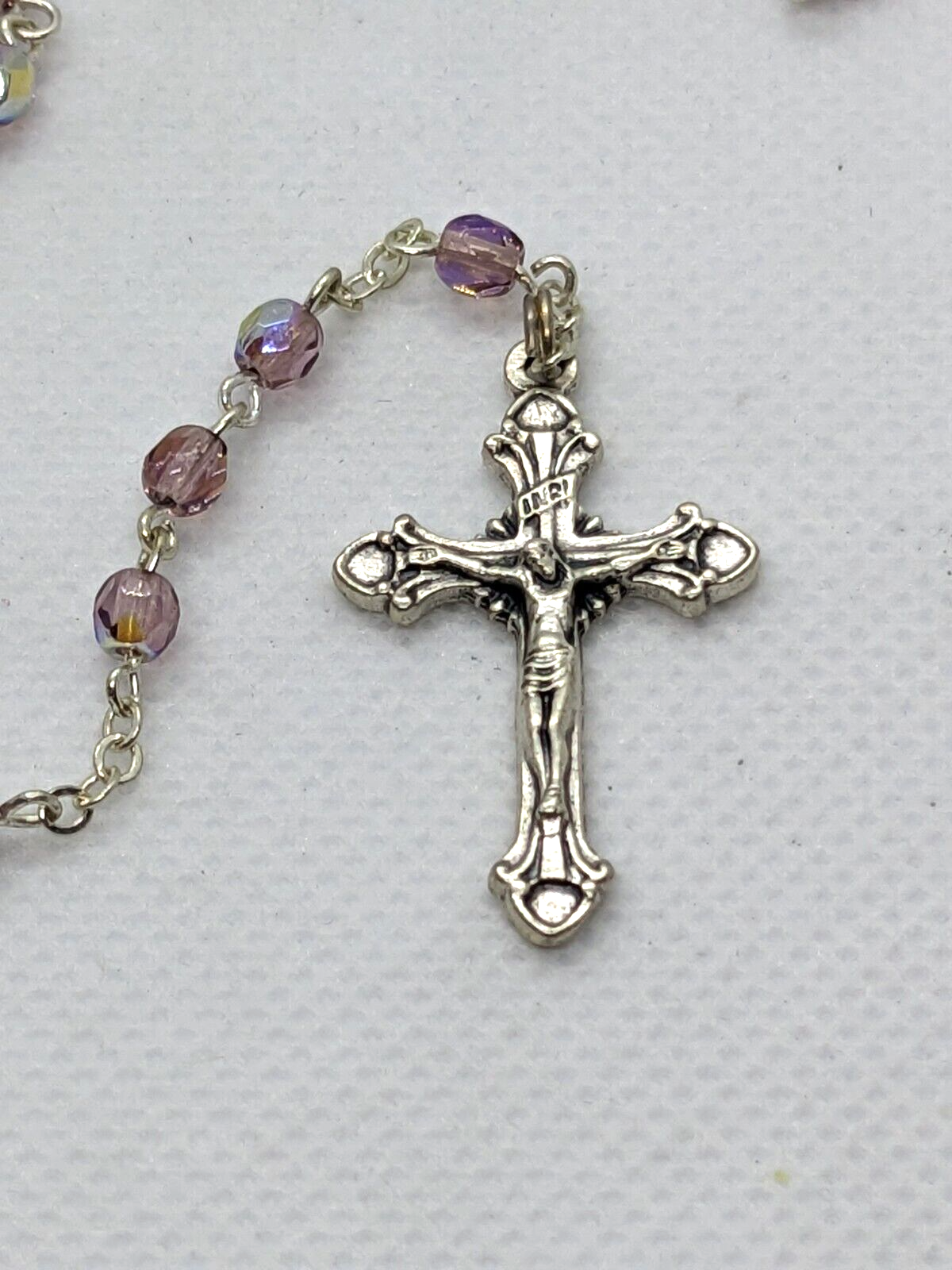 Purple Prism Beaded Rosary Made in Italy