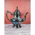 Vintage Oneida Silver Plated Teapot Ornate Handle Hinged Lid 9 Inch