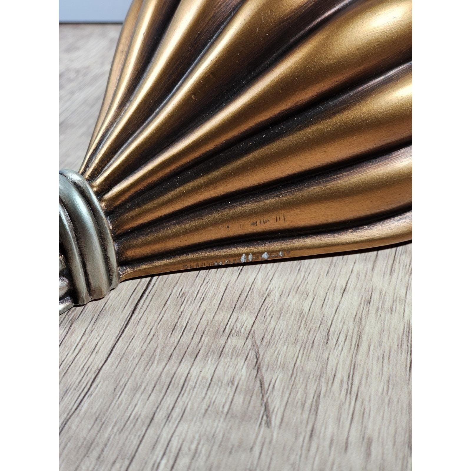 Vintage Gold & Blue Wall Corbel with Plate Holder Architectural Decor