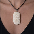 Vintage Buffalo Bone Carved Pendant Necklace Native American Style 2x1