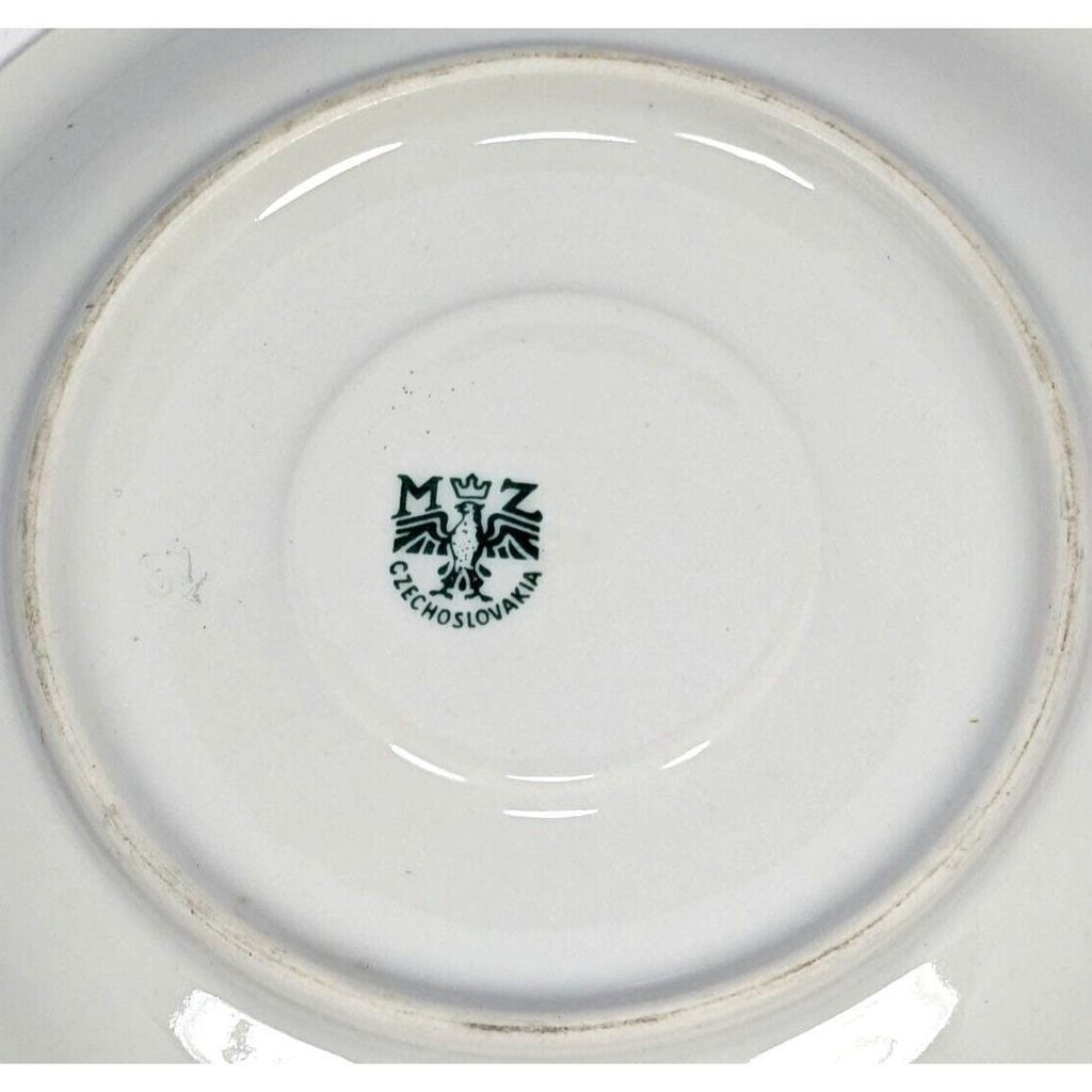 Moritz Zdekauer Saucer Floral Butterfly Gold Rim Czech Porcelain