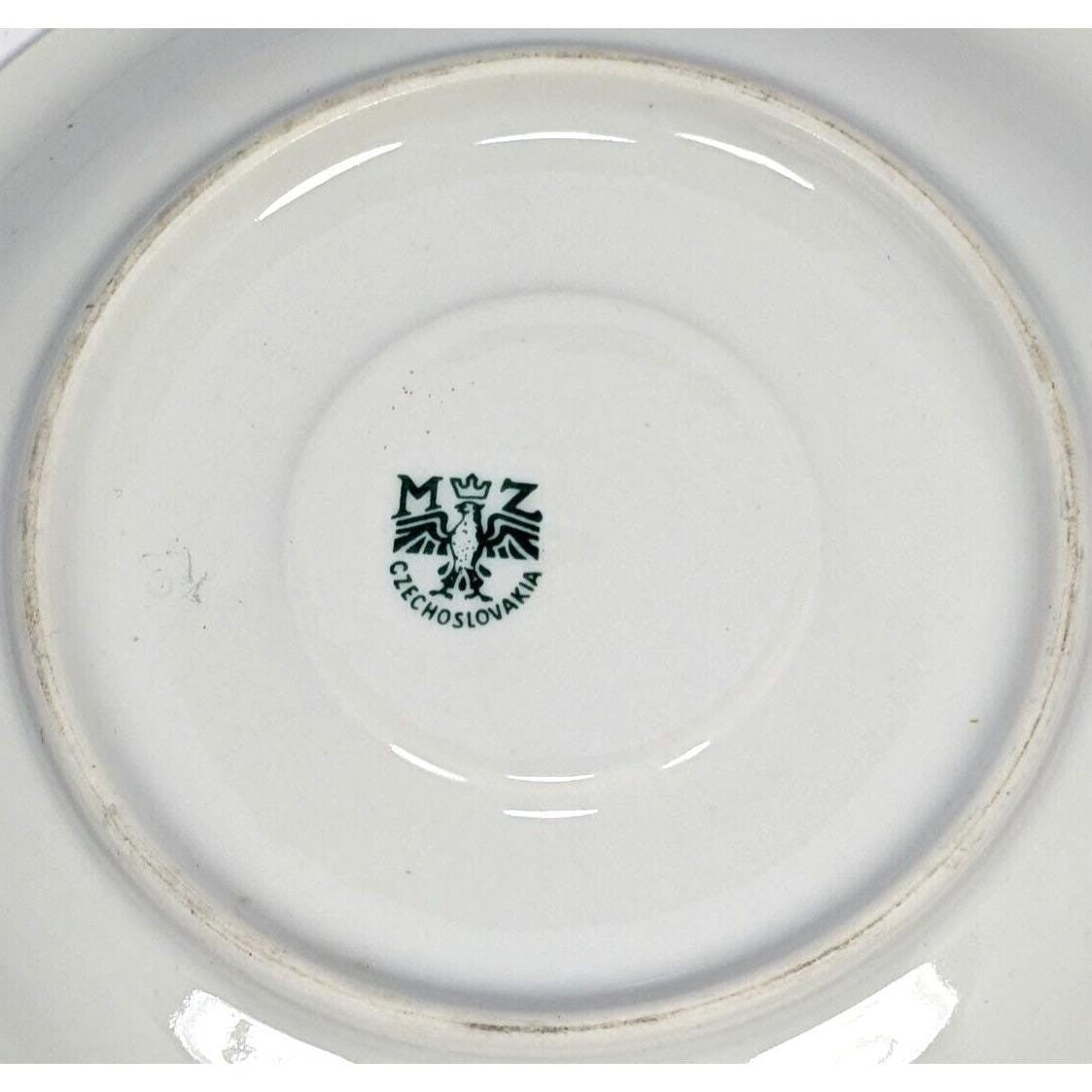 Moritz Zdekauer Saucer Floral Butterfly Gold Rim Czech Porcelain
