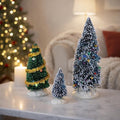 Vintage Lemax Christmas Village Trees Set of 3 Flocked Snowy Trees