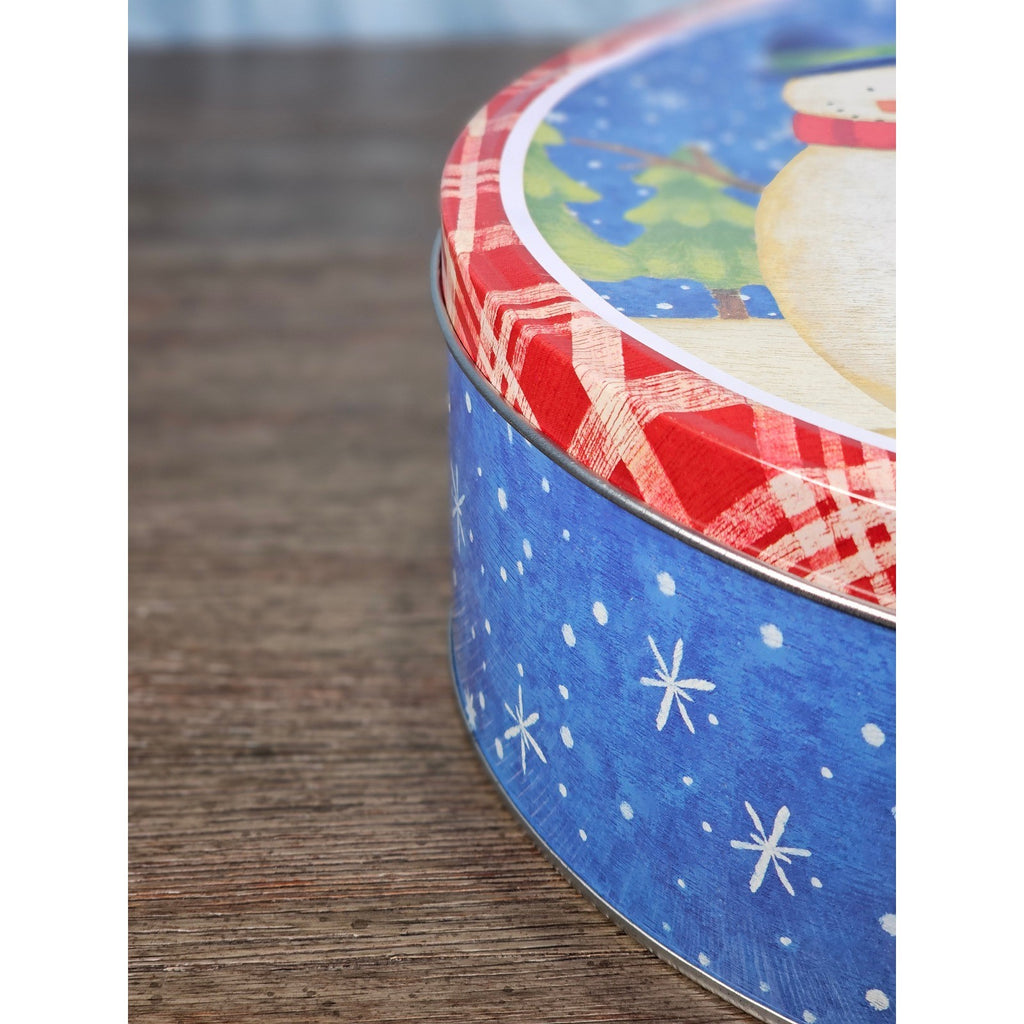 Vintage Snowman Gingerbread Christmas Tin Cookie Storage Box