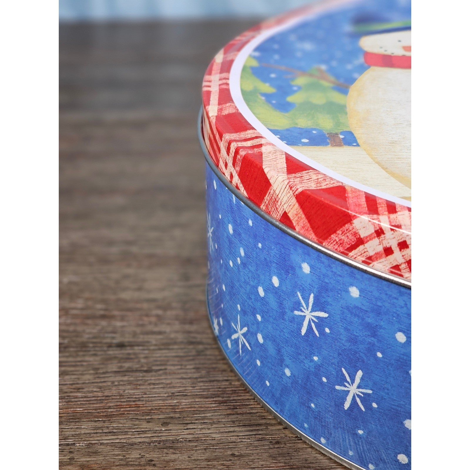 Vintage Snowman Gingerbread Christmas Tin Cookie Storage Box