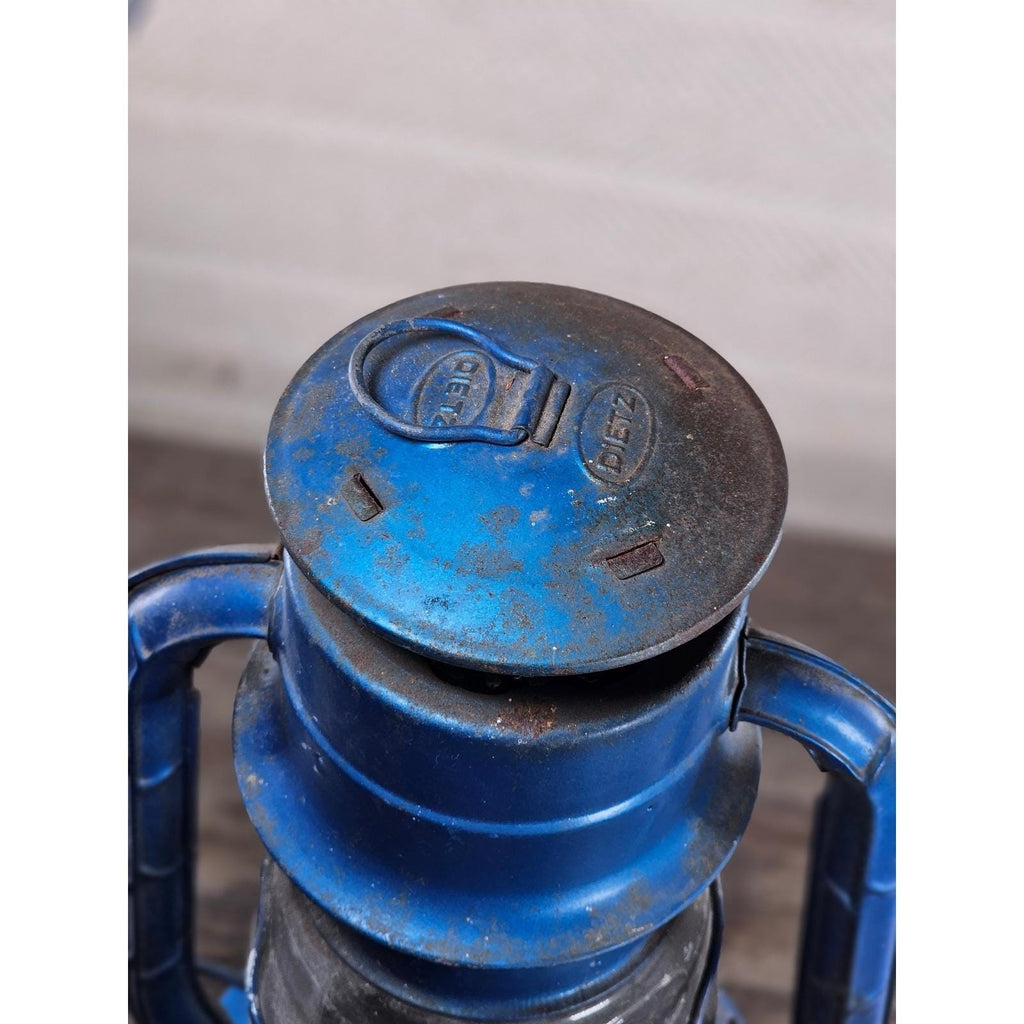 Vintage Dietz Air Pilot Lantern Blue Kerosene Oil Lamp 13.5" Tall