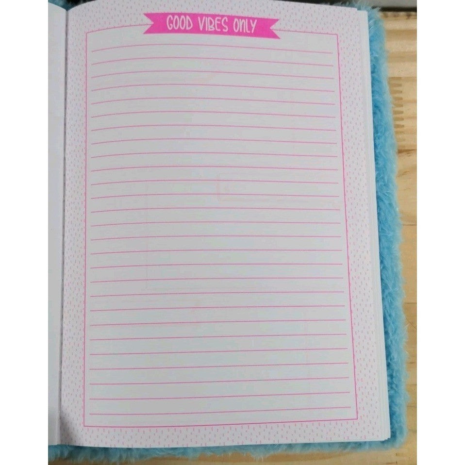 Blue Fuzzy Llama Journal – Plush Notebook – 80 Pages – Kids Cute Stationery