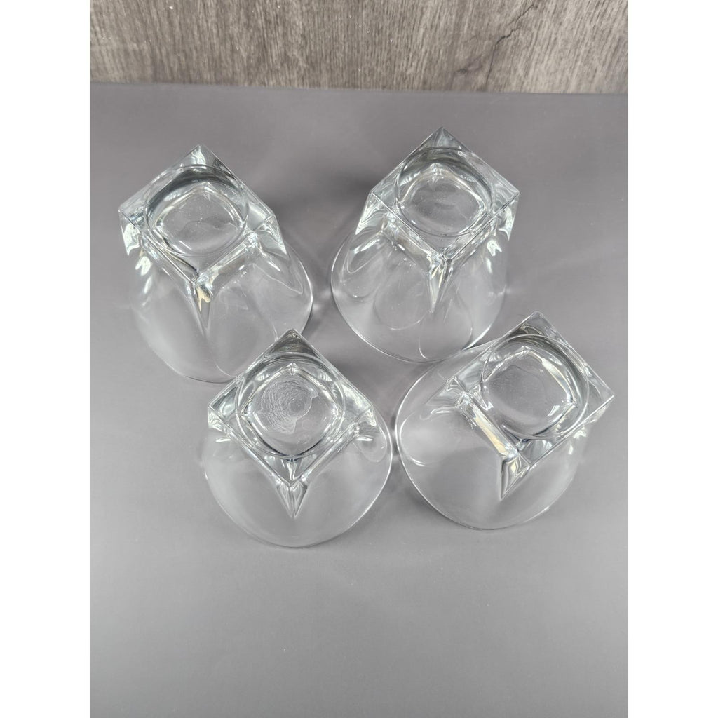 Vintage Lead Crystal Whiskey Glasses Set of 4 Square Base