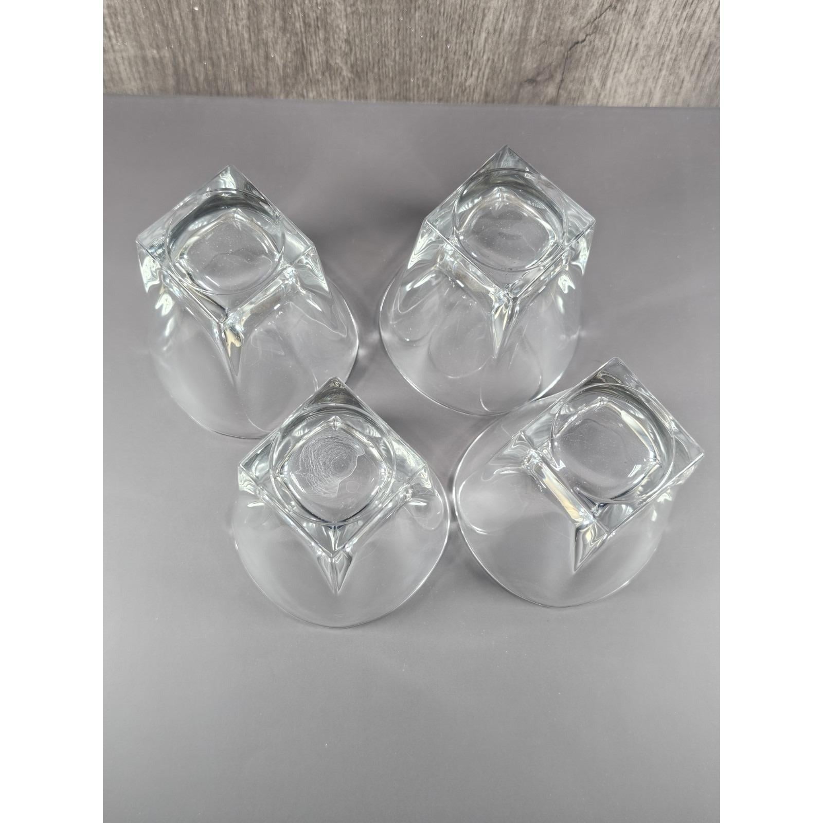 Vintage Lead Crystal Whiskey Glasses Set of 4 Square Base