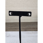 Vintage Yin Yang Stud Earrings Black White Enamel Round Posts