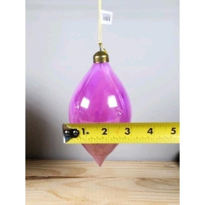Mark Roberts Iridescent Pink Glass Ornaments Set of 2 Round Teardrop