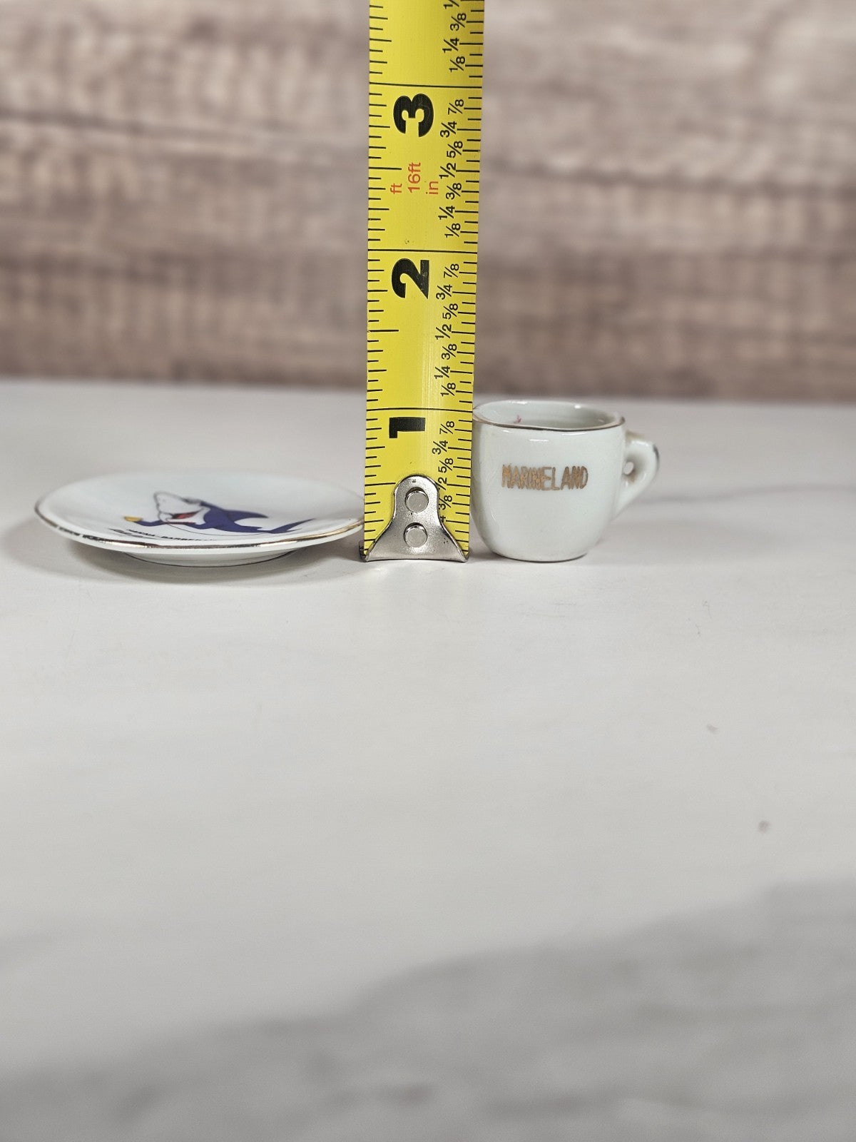 Vintage Hanna Barbera Marineland Mini Miniature Cup & Saucer Shark Set