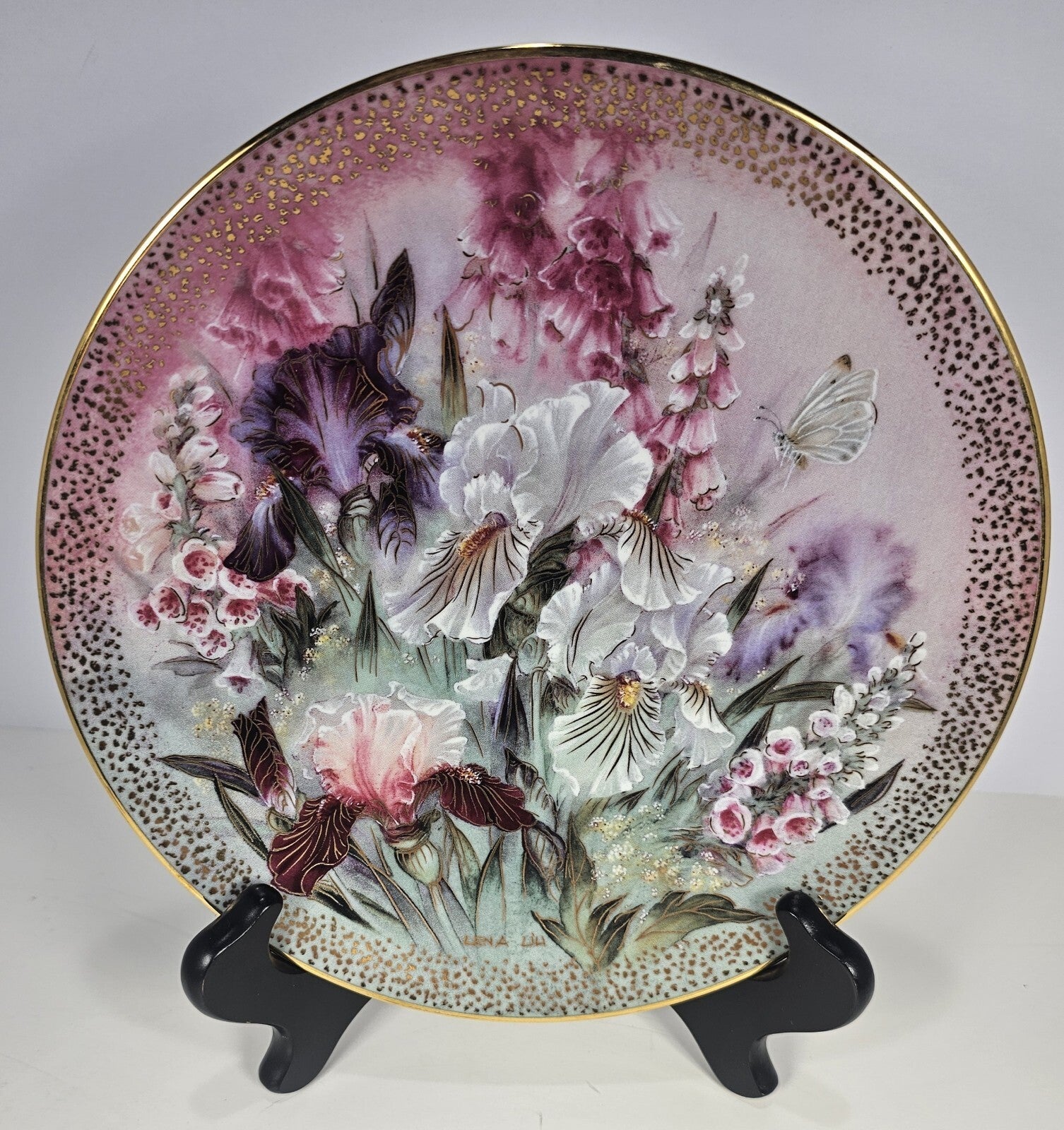 W S George “Iris Quartet” Collector Plate by Lena Liu Fine China Floral