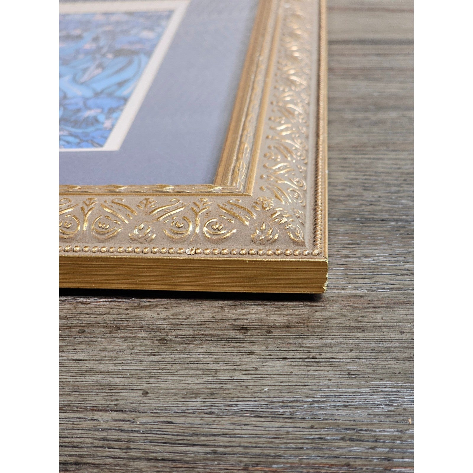 Vintage Framed Iris Art Print | Les Irises Floral Wall Art | 16x14 Gold Frame