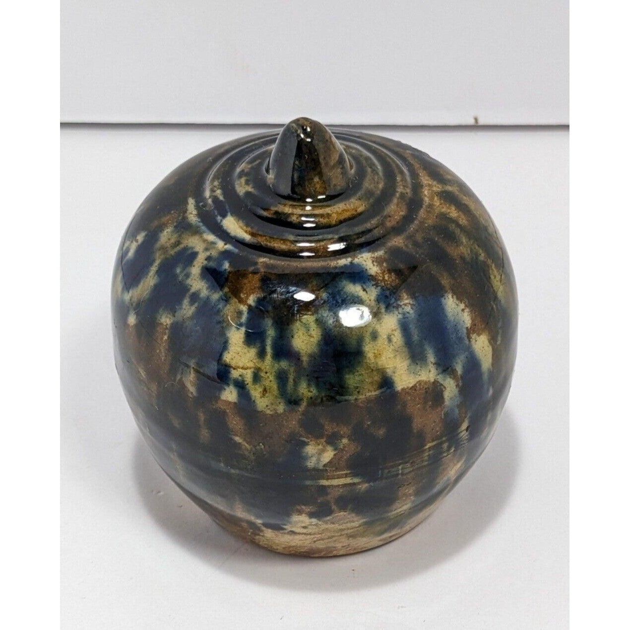 Antique 1800s Scottish Tri-Color Spatter Glaze Yellowware Bank