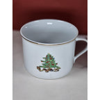 Vintage Tienshan Christmas Tree Mugs Set of 2 Porcelain Holiday Cups