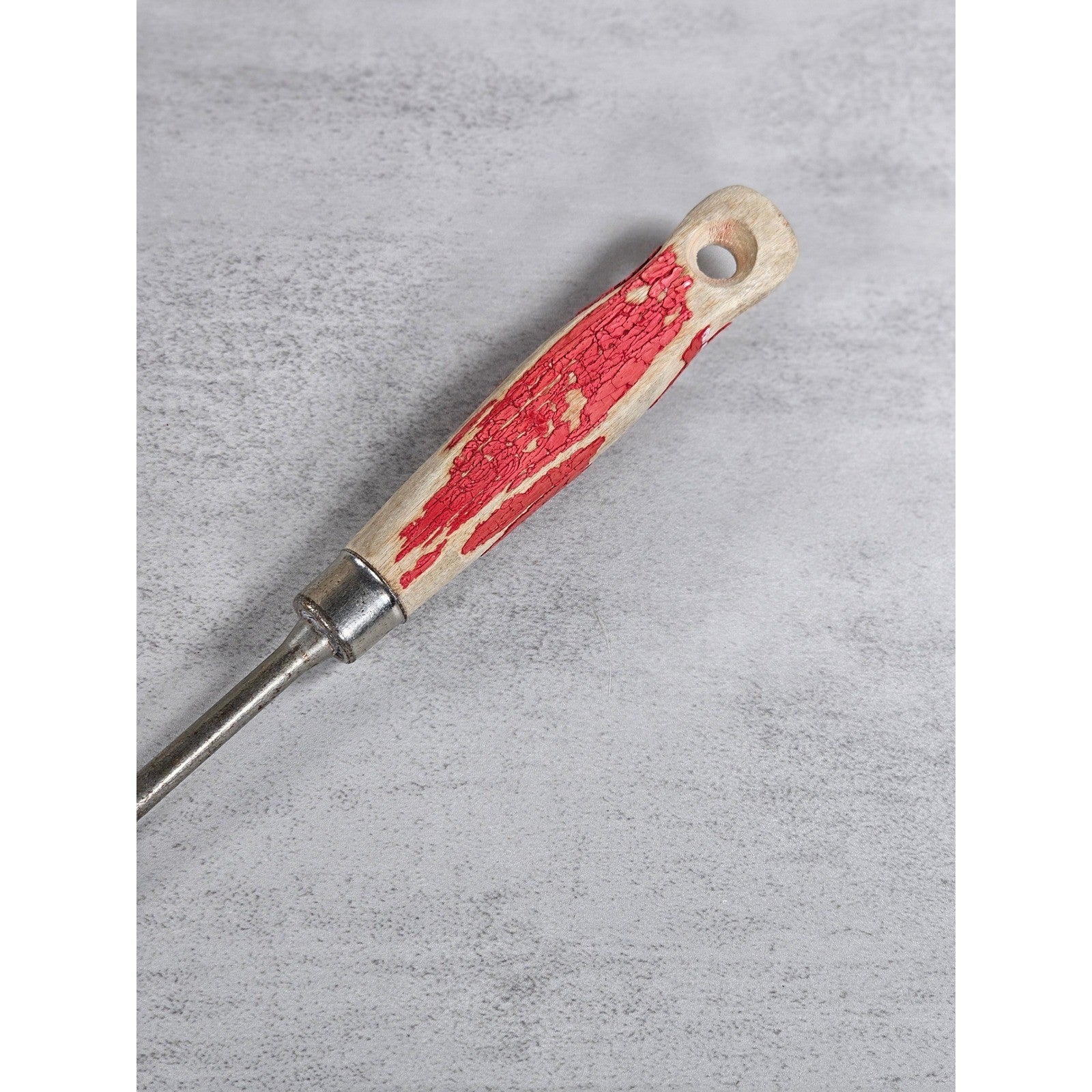 Vintage BBQ Carving Fork Wood Handle Red Paint Rustic 13 Inch