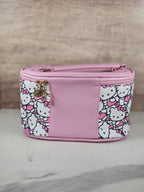 Hello Kitty Pink Cosmetic Case – Sanrio Travel Makeup Bag with Zipper & Charm