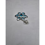 Vintage Sterling Silver Blue Stone Flower Pendant .925 Floral Necklace Charm
