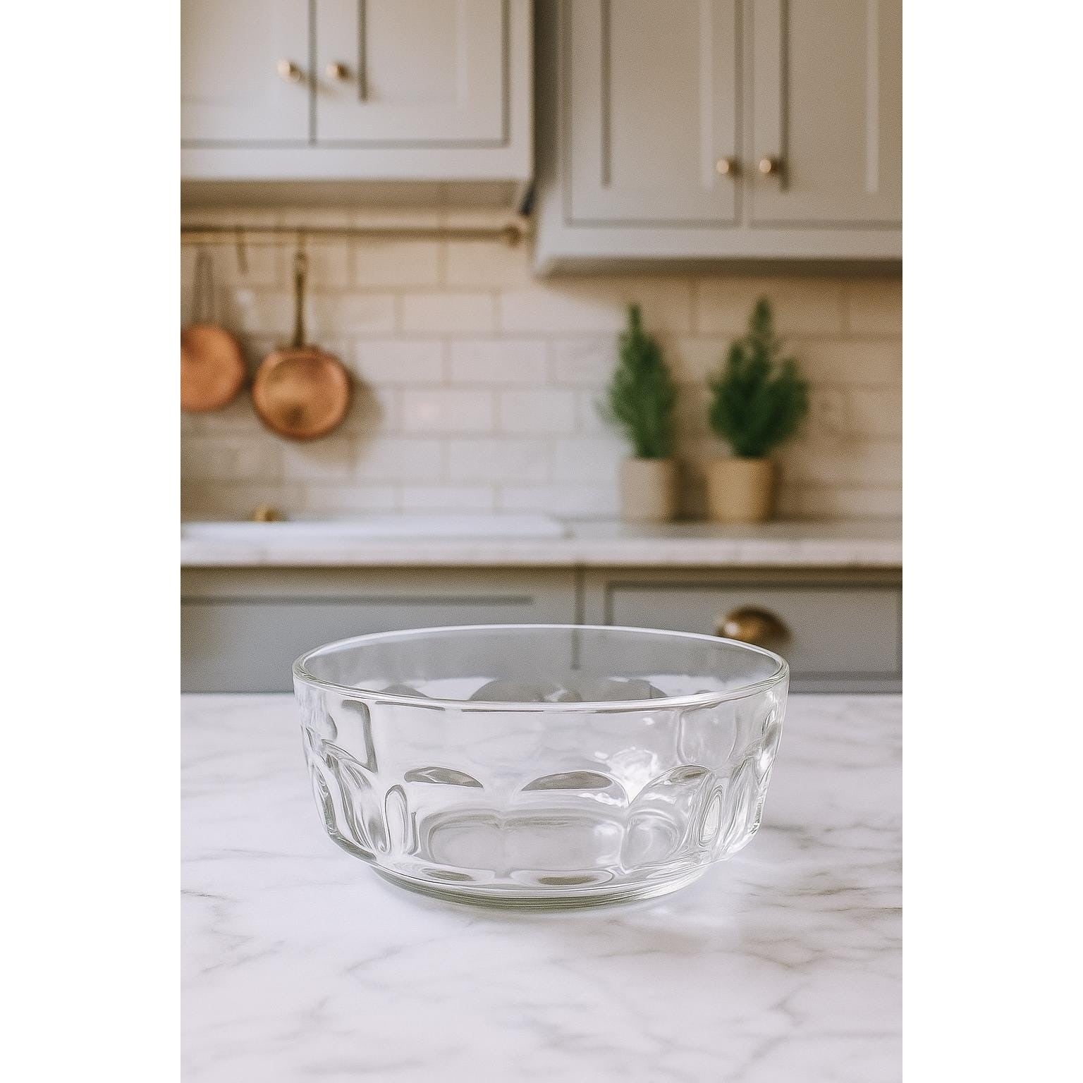 Vintage D'Arcoroc France Thumbprint Crystal Bowl 8.5" Clear Glass