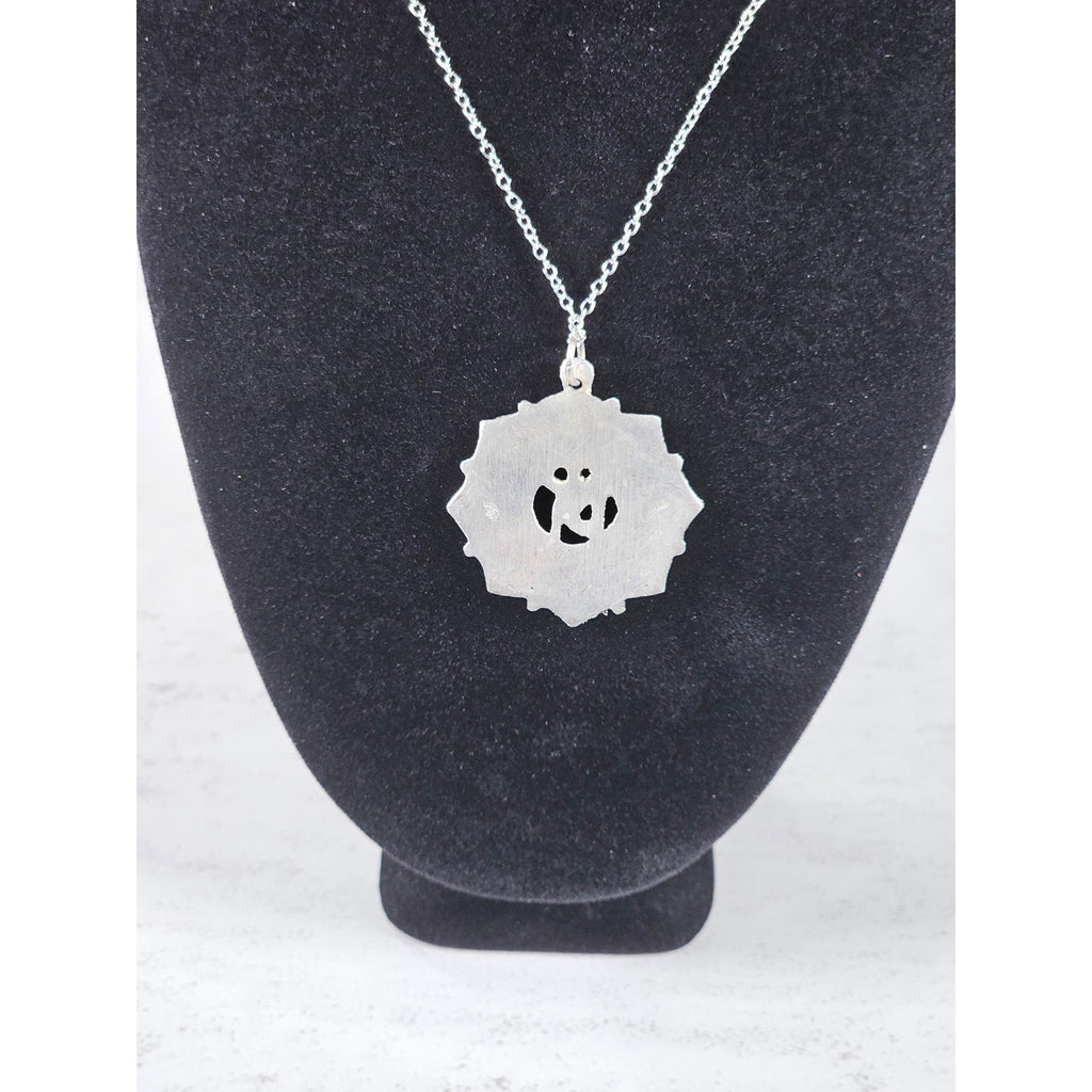 Vintage Om Lotus Pendant Necklace Boho Spiritual Medallion