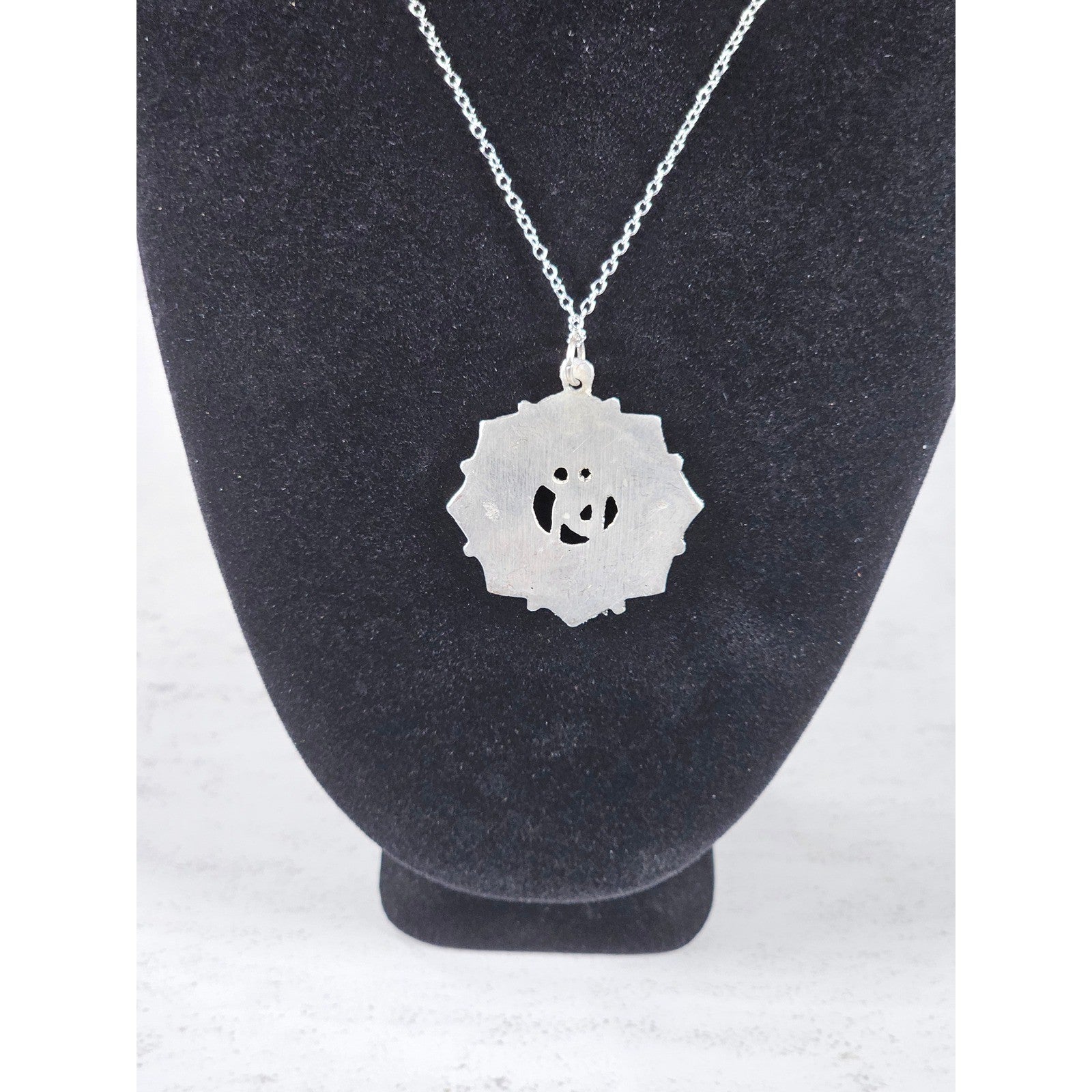 Vintage Om Lotus Pendant Necklace Boho Spiritual Medallion