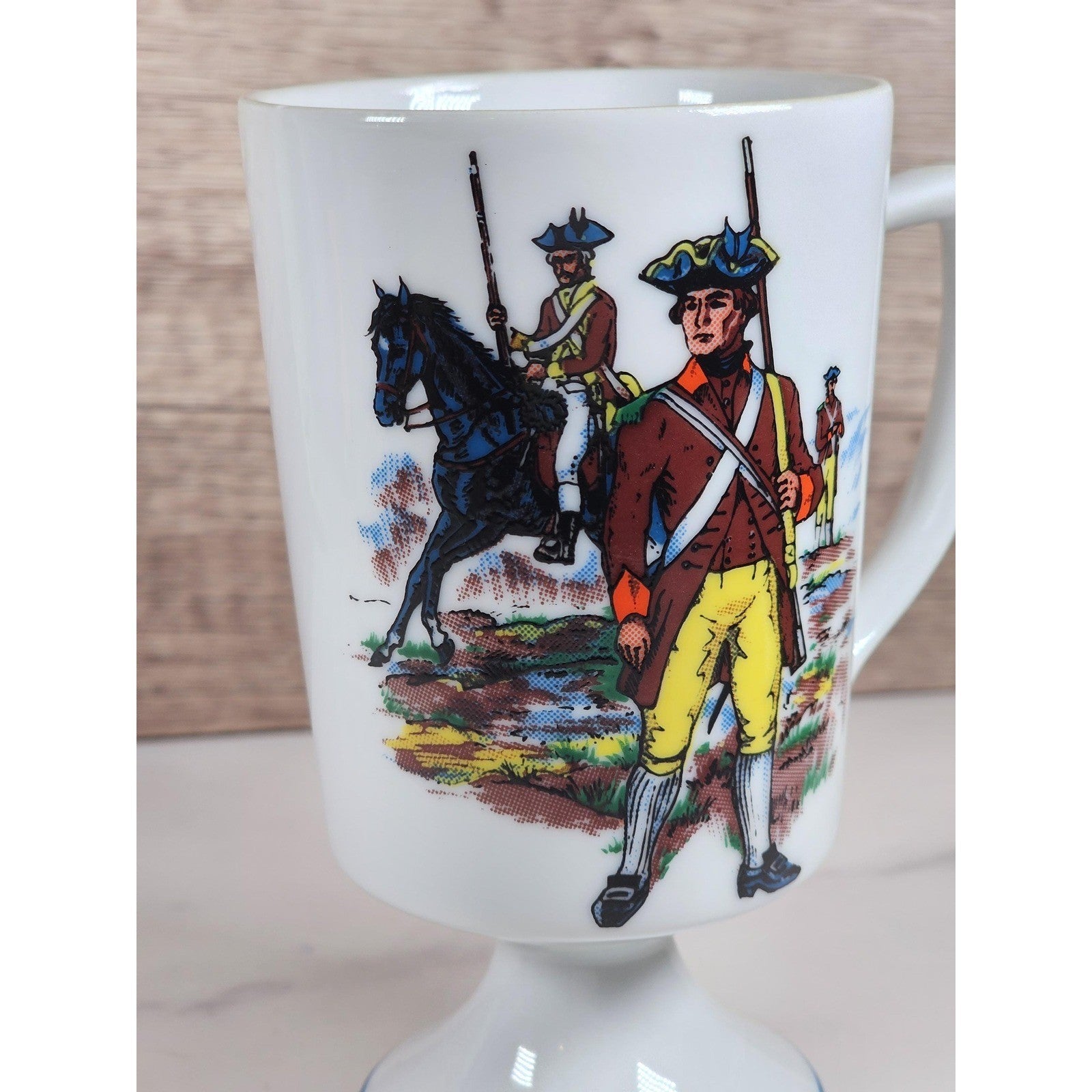 Vintage Fred Roberts Colonial Soldiers Mug Revolutionary War Footed Cup